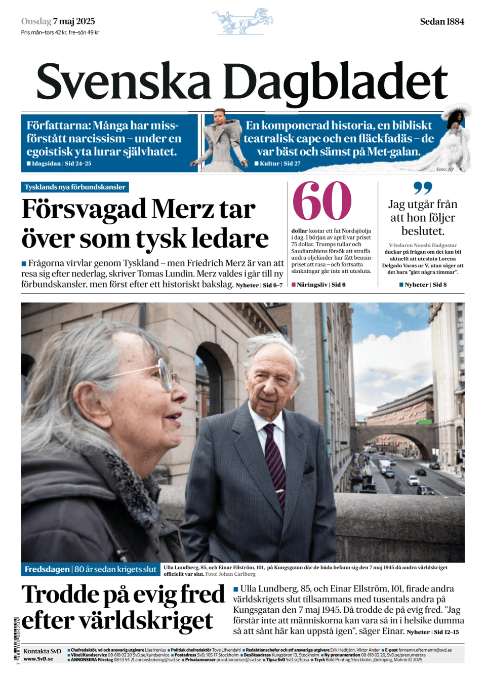 Prima-pagina-Svenska Dagbladet-edizione-di-oggi-20250507